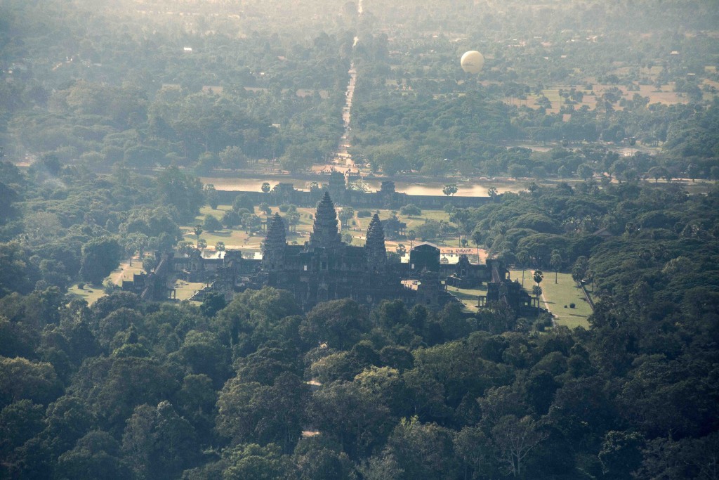 A aerial photograph of Angkor Wat temple.