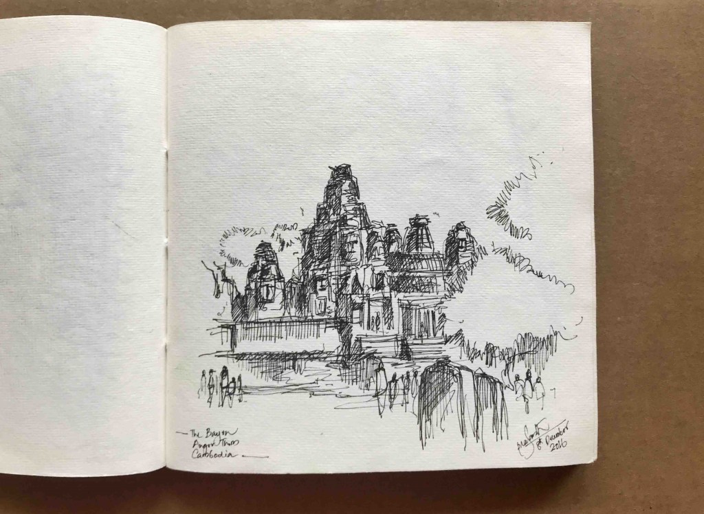 A Sketch of Bayon, Angkor Thom by Prasanth Mohan.
